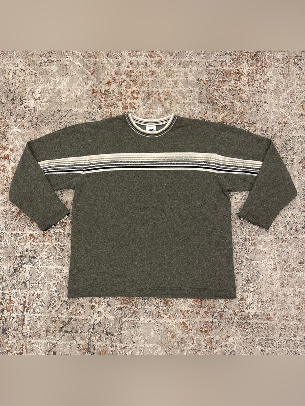 VTG 90s Wooden Dog Striped Knit Crewneck Sweater XL